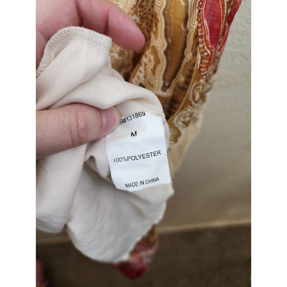 Mod Modele Womens M Red Tan Paisley Sleeveless Boho Midi Dress - Picture 7 of 8